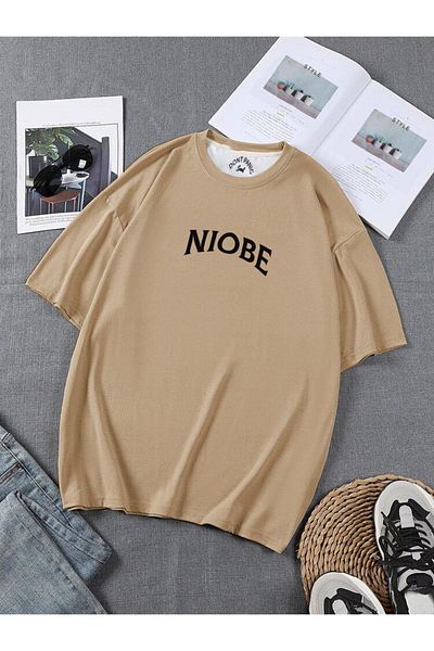 DEEPSENCE Ανδρικό μπλουζάκι Oversize Nıobe Back Print Sütlükbrown Χρώμα