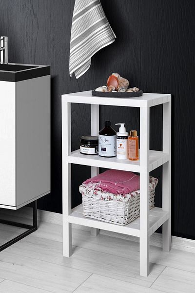 DEYHOME OMBEG 3-Tier Organizer Πλαστική μονάδα ραφιών Βιβλιοθήκη, Ράφι κουζίνας μπάνιου, ράφι παπουτσιών Λευκό