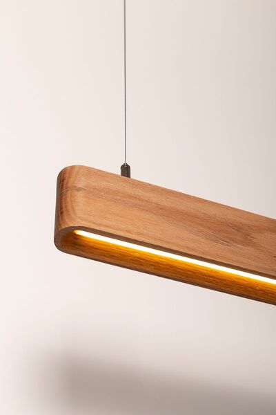 Line Minimal Soft Meşe Modern Ahşap Aydınlatma - Minimal LED Sarkıt Avize