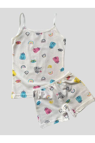 elmas kids Girl's Cotton Ecru Colored Patterned Athlete Boxer Set
