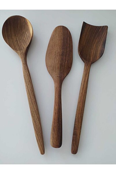 ncy El Yapımı Zeytin Desenli Şimşir Sağlamlığında Ceviz Ağacı Kaşık Seti 3' Lü