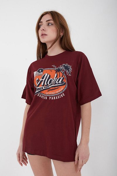 Mad&Calf Μπλουζάκι Unisex Oversize Aloha Printed Casual Cut