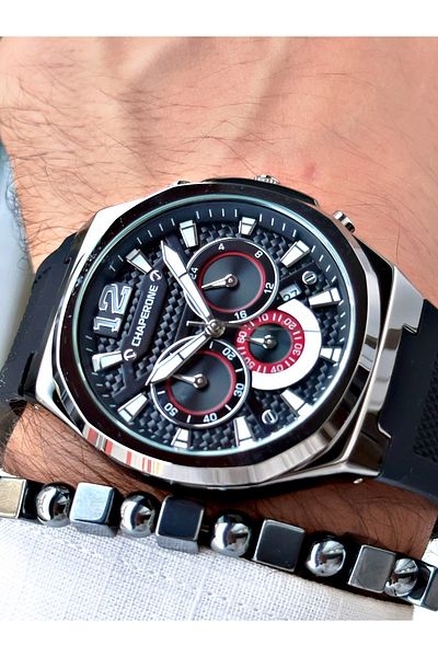 Reward Men's Black Silicone Function Wristwatch and Bracelet - Reward
