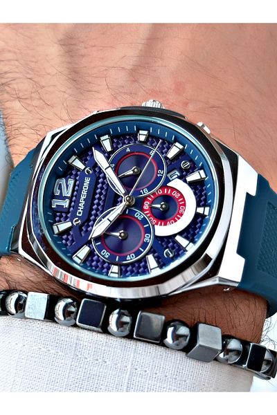 Reward Navy Blue Silicone Men's Wristwatch and Bracelet - Functional, Reward Feature