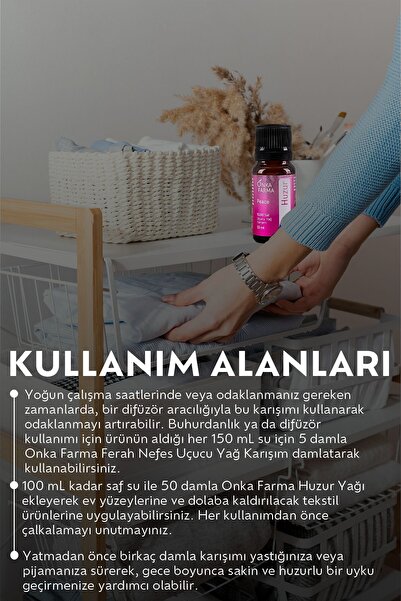 OnkaFarma Onka Farma Huzur Uçucu Yağ Karışımı - %100 Saf Ve Doğal Aromaterapi Buhurdanlık - 10 ml
