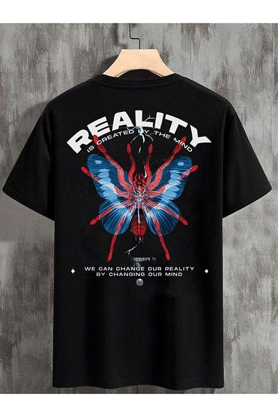 DEEPSENCE REALITY Unisex Oversize Μαύρο T-shirt - Εκτύπωση πίσω