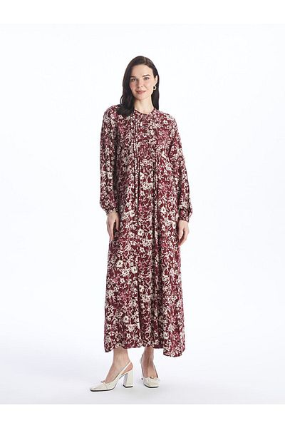 LC Waikiki Crew Neck Floral Long Sleeve Women's Dress