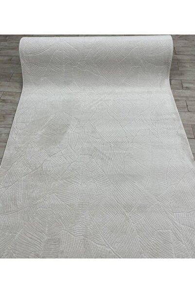 Merinos Rölyef Garden Krem Kaymaz Taban Kesme Halı Yolluk