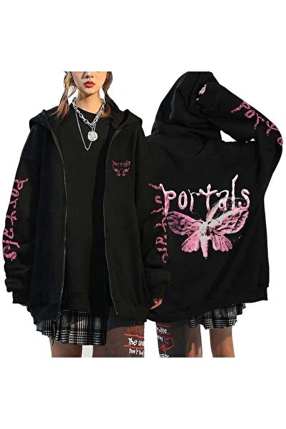 Rbgstore Melanie Martinez Siyah Fermuarlı Hırka-2XL-3XL