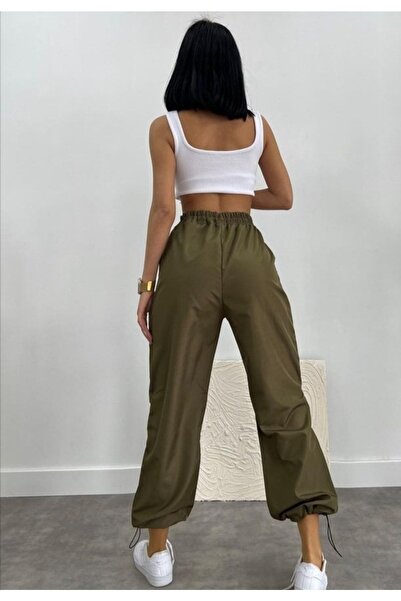 Lixera Παντελόνι αλεξίπτωτο χακί με ψηλή μέση (ΠΑΡΑΓΓΕΙΛΤΕ ΣΤΟ ΤΡΑΠΕΖΙ ΜΑΣ)