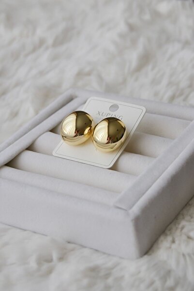 ATELİER GİZEM Xuping kararmaz gold çelik düğme küpe