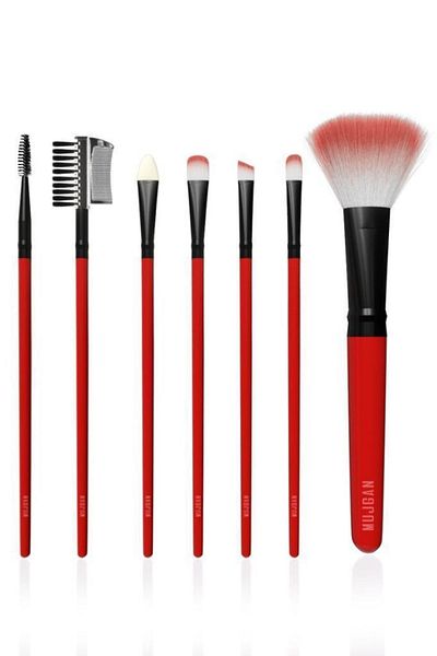 MUJGAN 7-Piece Bag Brush Set Red