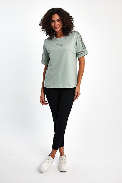 PEPPER MİNT LONDON Lace Detailed T-Shirt Sleeve