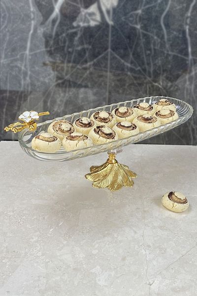 MAY HOME Gold Footed Oval Glass Serving Plate & Kand Series
