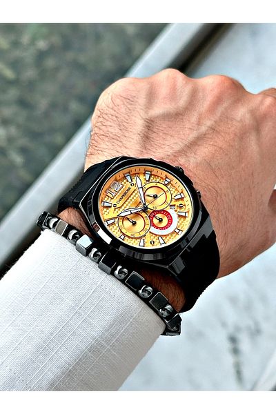 Reward Men's Black Silicone Function Wristwatch and Bracelet - Reward