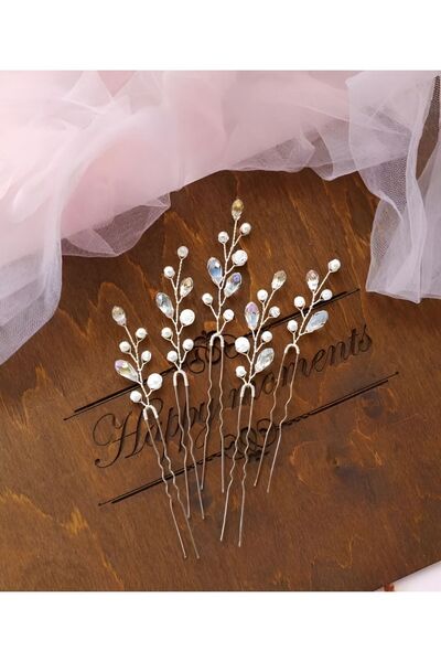 ACAR AKSESUAR Firketeli Zarif Kristal Cam Boncuklu Gelin Saç Aksesuarı (düğün...