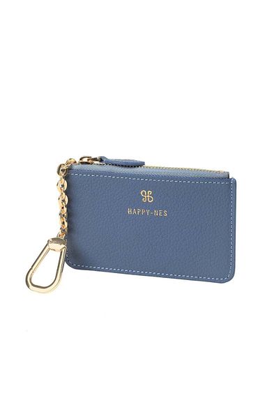 Happy-Nes Mini Wallet with Strap - Blue, Genuine Leather Handmade
