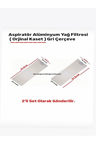 Franke ,arçelik,bsh Sürgülü Aspiratör Yağ Filtre Seti 18,6 cm x 51,5 cm / 16,...