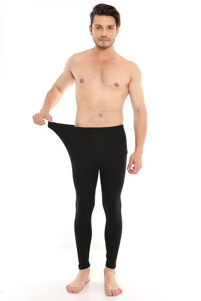 DOKU İÇ GİYİM Colanți termici unisex din bumbac negru - Lenjerie de corp ridicată