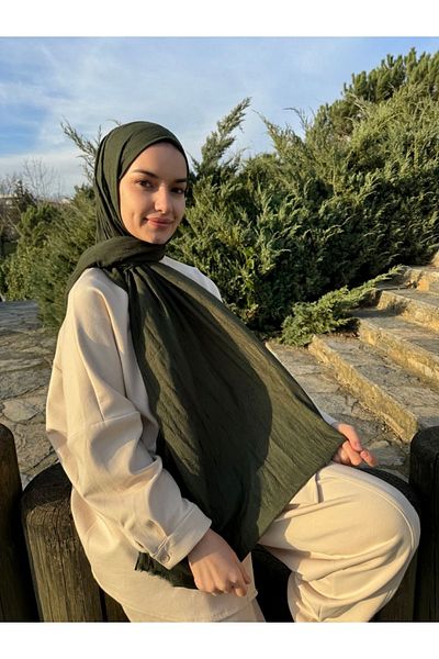 shalby Bamboo Crash Shawl Military Khaki