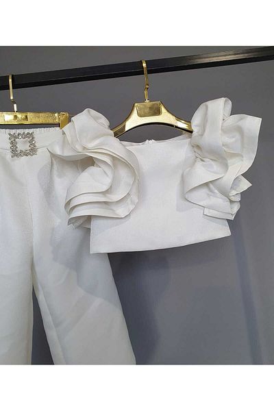SCSTİL BLUZ PANT SET WITH RUFFLE SLEEVES