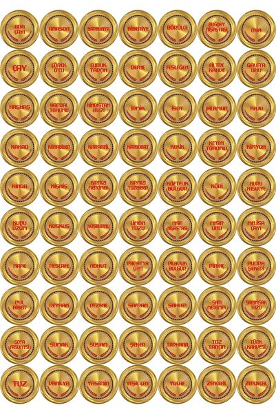 WITH YOU 06 70 Li Baharat Bakliyat Kuruyemiş Kavanoz Sticker Etiket Yuvarlak