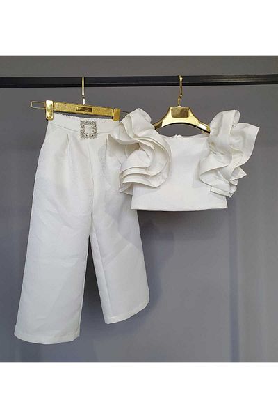 SCSTİL BLUZ PANT SET WITH RUFFLE SLEEVES