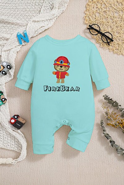 ADABEBEK Stylish Firefighter Bear Printed Jumpsuit for Baby Boy - 22291