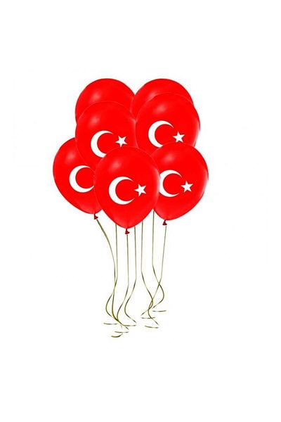 turkuaz parti 10Pcs Crescent-Star Printed Turkish Flag Red Balloon