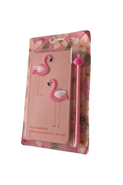 ÇERÇİ MELEK Flamingo Themed Notebook + Pen