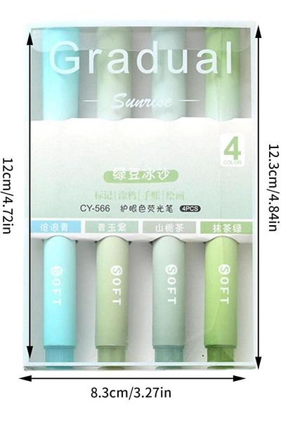 Need Gradual Green Soft Colors 4-Piece Highlighter Set
