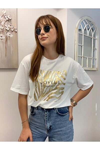 Mzr Collection Joyfull printed T-shirt με χρυσό τύπωμα