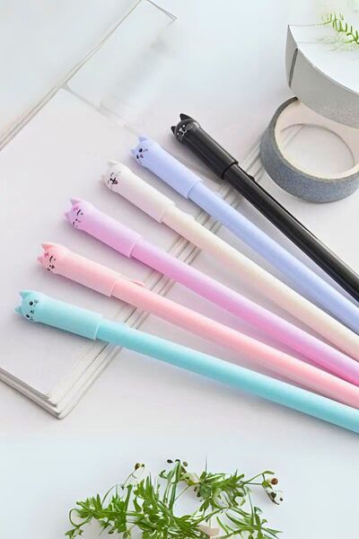 Siriderya Sevimli Jel Kalem Seti 6'lı İmza ve Yazı Kalemi Siyah