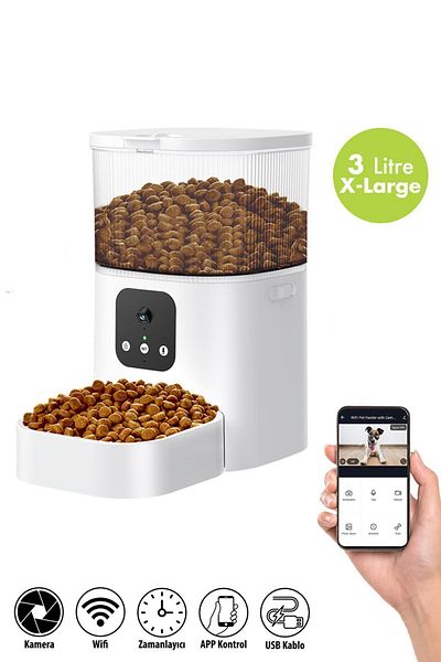kiwi pets وعاء طعام ذكي متعدد الوظائف للحيوانات الأليفة من كيويبتس مع كاميرا - وحدة تغذية ذكية للحيوانات الأليفة Kpf-10570