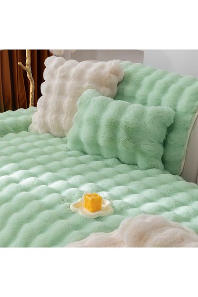 BALADI HOME Canapea pentru trei persoane cu model de diamant de pluș de iepure gros de 80*190 cm cu măsurare - așezat simplu (1 bucată)
