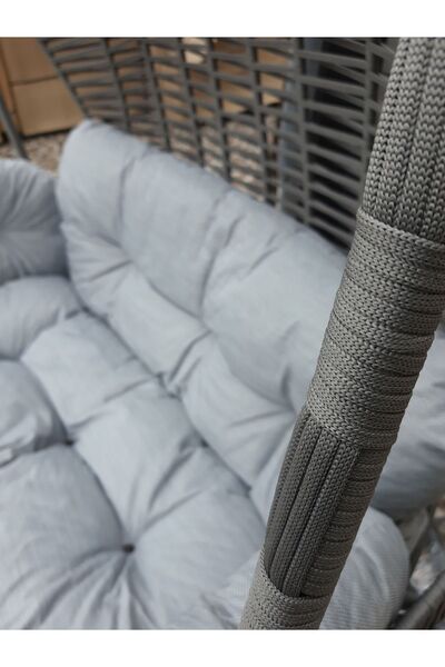 Tezdoor Çift Kişilik Salıncak Antrasit Renk, Bahçe-balkon Salıncağı (OTURMA MİNDERİ HEDİYEDİR)