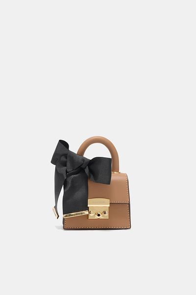 Black Ribbon Queen Mini Camel - Geantă mică