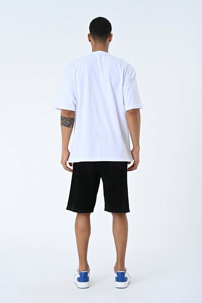 AMAZING CRASH Tricou alb unisex cu imprimeu oversize cu decolteu