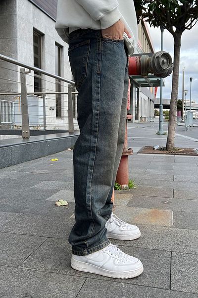 DİFRANSEL Ανδρικό φαρδύ παντελόνι με φαρδιά εφαρμογή σε καφέ αντίκες