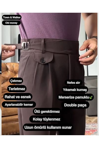 town walker Italian Cut Men's Harvest Trousers - Adjustable Belt