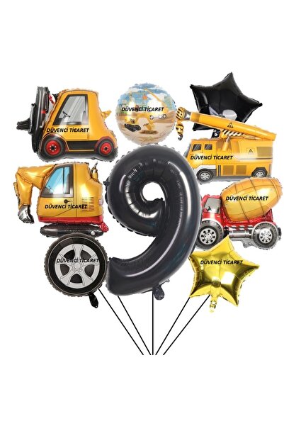 DÜVENCİ TİCARET Set de baloane pentru vârstă - Mașini de construcții tematice