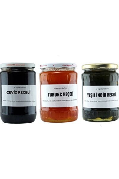 Gelinler Dağı Hatay Yöresel Reçel Seti (CEVİZ, TURUNÇ, HAM INCİR) Avantajlı 3 Kavanoz