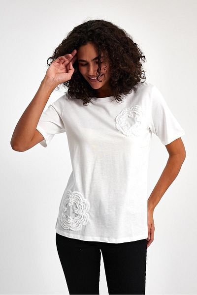 PEPPER MİNT LONDON Rose Embroidered T-Shirt