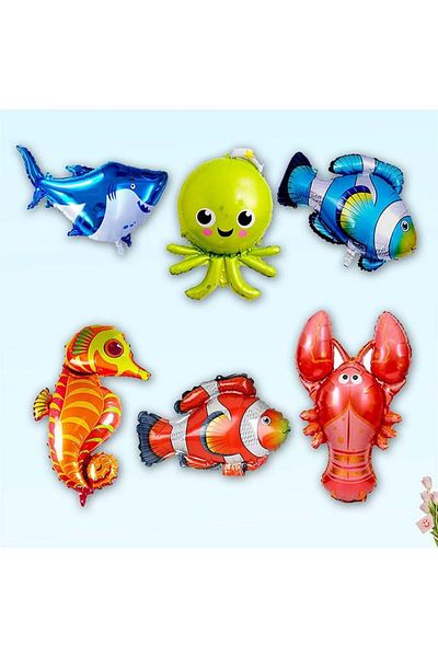 turkuaz parti Set of 6 Ocean Theme Fish Foil Balloon 14"