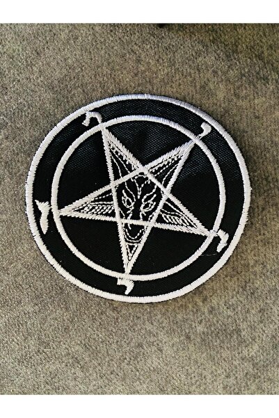 ZID بيع الماعز Pentagram Baphomet - رقعة شعار معدنية سوداء، حجاب قابل للخياطة...