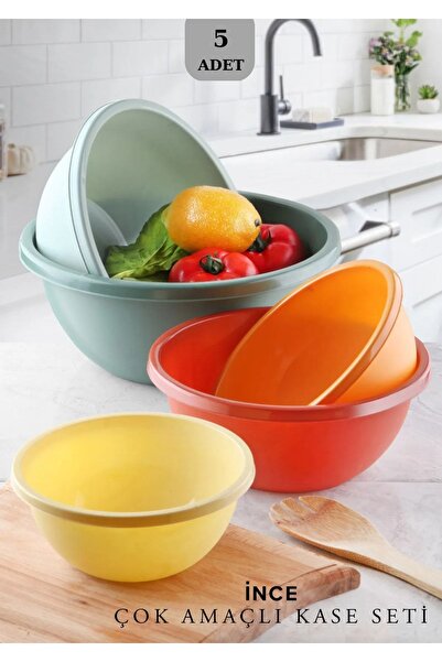 Alamut Home Five-Piece Basin Set Three Size Basin Basin Vegetable Fruit Washing Bowl Kitchen Bowl 5-Piece Mixing Bowl