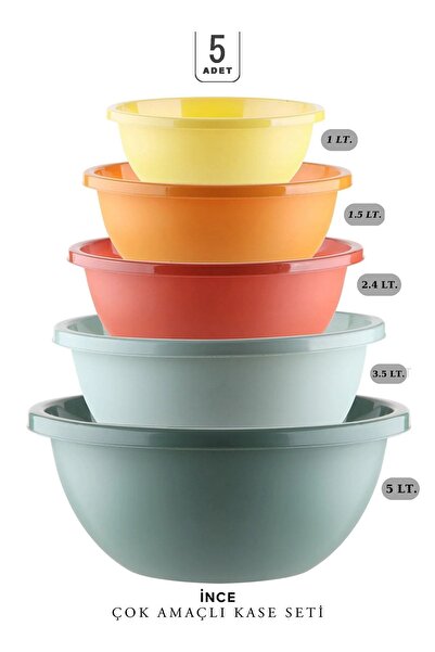 Alamut Home Five-Piece Basin Set Three Size Basin Basin Vegetable Fruit Washing Bowl Kitchen Bowl 5-Piece Mixing Bowl