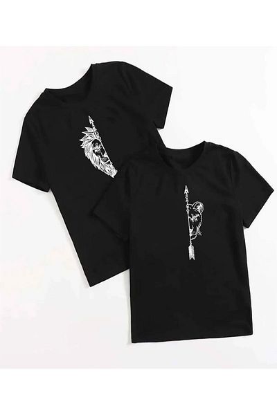 Rex Darius Tricou combinat cu imprimeu supradimensionat pentru cupluri de leu