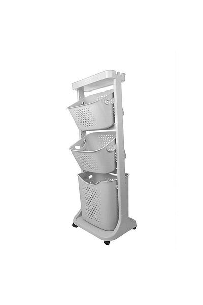 Titiz Leon Life 4-Tier Rolling Basket Organizer - Light Gray