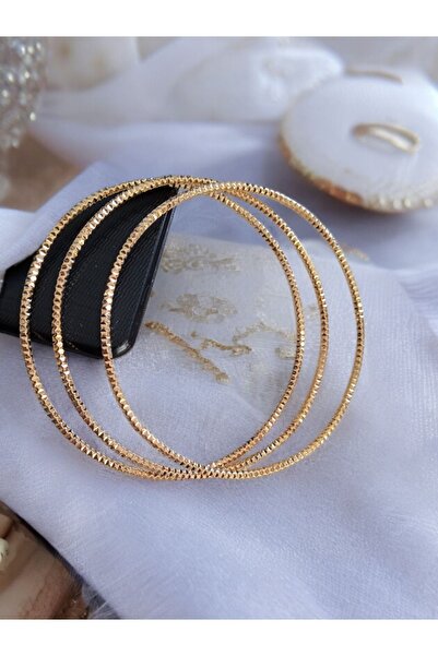 zeynep Z&D Accessory 316L Gold Çelik Kararmaz Kendinden Simli 6.2 cm Ajda Bilezik